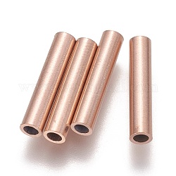 Revestimiento iónico (ip) 304 tubo de acero inoxidable perlas, oro rosa, 15x3mm, agujero: 2 mm