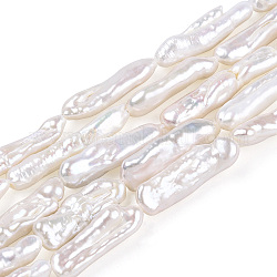 Brins de perles de keshi naturelles baroques, perle d'eau douce, forme de bâton, blanc antique, 16~26x7~9x4~7mm, Trou: 0.6mm, Environ 16~21 pcs/chapelet, 15.55'' (39.5 cm)