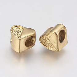 Ion Plating(IP) 304 Stainless Steel European Beads, Large Hole Beads, Heart, Golden, 9x10.5x8mm, Hole: 4.5mm
