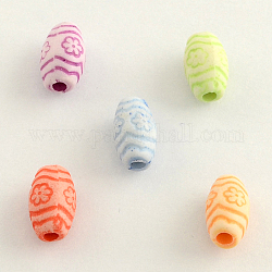 Craft Style Acrylic Beads, Barrel, Mixed Color, 6x11mm, Hole: 2mm, about 2000pcs/500g