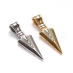 Triangolo pendolo 304 pendenti in acciaio inox grandi, colore misto, 55.5x17.5x9.5mm, Foro: 9x6 mm