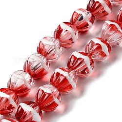 Chapelets de perles vernissées manuelles, avec l'émail, citrouille, rouge foncé, 10~10.5x11~12x10~10.5mm, Trou: 0.9mm, Environ 38 pcs/chapelet, 15.43''~15.75'' (39.2~40 cm)