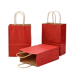 Sacs en papier kraft, sacs-cadeaux, sacs à provisions, avec poignées, rouge foncé, 15x8x21 cm