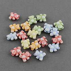 Perles acryliques d'ours de style de l'artisanat, couleur mixte, 9x8x4mm, Trou: 1.5mm, environ 2990 pcs/500 g