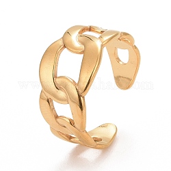 Chapado en iones (ip) 304 anillo de acero inoxidable con forma de cadena de bordillo para mujer, dorado, nosotros tamaño 8 1/2 (18.5 mm)