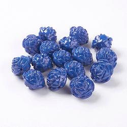 Perles acryliques opaques, fleur, bleu royal, longueur d'environ 24 mm ,  largeur de 24 mm, épaisseur de 20mm, Trou: 2mm, environ 99 pcs/500 g