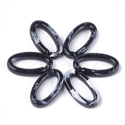 Acrylic Linking Rings, Quick Link Connectors, For Jewelry Chains Making, Imitation Gemstone Style, Oval, Black, 35x19.5x6mm, Hole: 25.5x10mm, about 235pcs/500g