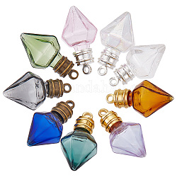 Nbeads fai da te kit per la creazione di ciondoli per bottiglie dei desideri, inclusi contenitori di perline di vetro ottagonali, lega barre ciondolo, colore misto, 18 pc / set