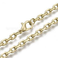 Fabricación de collar de cadenas de cable de latón, con langosta cierres de latón, sin soldar, color dorado mate, 18.3 pulgada (46.5 cm) de largo, link: 5.5x4x1 mm, anillo de salto: 5x1 mm, 3 mm de diámetro interior