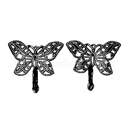Brass Butterfly Leverback Earring Findings, Leverback Style, Nickel Free, Gunmetal, 22x30mm