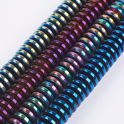 Electroplate non magnetici ematite sintetico fili di perline, perline Heishi, Disco / rotondo piatta, colore misto, 12x4mm, Foro: 1.2 mm, circa 98~100pcs/filo, 15.1~15.7 pollice (38.5~40 cm)