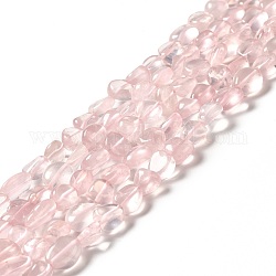 Chapelets de perles en quartz rose naturel, pierre roulée, pépites, 8~13x7~10x5~6.5mm, Trou: 0.7~1mm, Environ 41~44 pcs/chapelet, 15.94~16.14'' (40.5~41 cm)