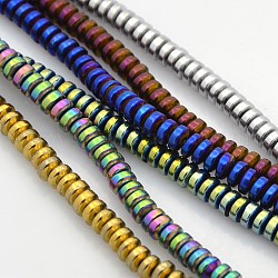 Electroplate Non-magnetic Synthetic Hematite Beads Strands, Heishi Beads, Flat Round/Disc, Mixed Color, 4x2mm, Hole: 1mm, about 194pcs/strand, 15.7 inch