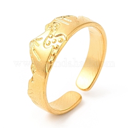 Ионное покрытие (ip) 201 открытая манжета из нержавеющей стали, горное кольцо на палец для мужчин и женщин, реальный 18k позолоченный, размер США 7 (17.3 мм), 4~7 мм