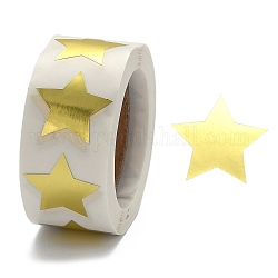 Étiquettes autocollantes en papier en forme d'étoile en feuille métallique, étiquettes de sceau en forme d'étoile en papier inscriptible, fournitures pour enseignants, or, 24x23.5mm, 500pcs / roll