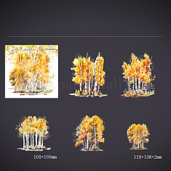 10 Stück 5 Stile 3D-Haustier-selbstklebende wasserdichte Aufkleber-Set, Baum, für diy Fotoalbum Tagebuch Sammelalbum dekorativ, golden, 100x100 mm, 2pcs / style