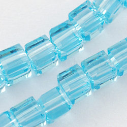 Glass Bead Strands, Faceted, Cube, Light Sky Blue, 6x6x6mm, Hole: 1mm, about 100pcs/strand, 22 inch