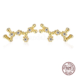 Boucles d'oreilles à clous constellation en zircone cubique, boucles d'oreilles dorées 925 en argent sterling, Sagittaire, 12x5.5mm