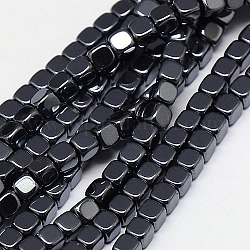Non-magnetic Synthetic Hematite Beads Strands, Cube, Grade A, 4x4x4mm, Hole: 1mm, about 100pcs/strand, 16 inch