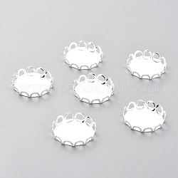 304 Stainless Steel Cabochon Settings, Lace Edge Bezel Cups, Flat Round, Silver, 16x3mm Tray:15mm