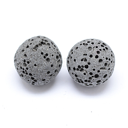 Perles de pierre de lave naturelle non cirées, pour perles d'huile essentielle de parfum, perles d'aromathérapie, teinte, ronde, sans trou, noir, 8~9mm