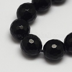 Facettierte runde grade ein schwarzer stein perlenstränge, gefärbt, schwarzen Stein, 12 mm, Bohrung: 1 mm, ca. 32 Stk. / Strang, 15.3 Zoll