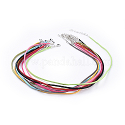 Mixed Color Faux Suede Necklace Cord Making, with Platinum Color Iron Lobster Clasps and Iron Chains, 17.7 inch