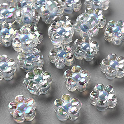 Transparente Acryl Perlen, Perle in Perlen, AB Farbe, Blume, Kornblumenblau, 12x12.5x6 mm, Bohrung: 2.5 mm, ca. 893 Stk. / 500 g