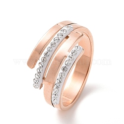 Anello da dito multiline con strass di cristallo, placcatura ionica (ip) 304 gioielli in acciaio inossidabile per donna, oro roso, misura degli stati uniti 7 (17.3mm)