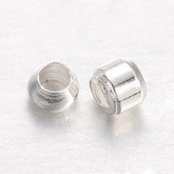Brass Crimp Beads, Rondelle, Silver, 1.5x1mm, Hole: 1mm, about 900pcs/30g