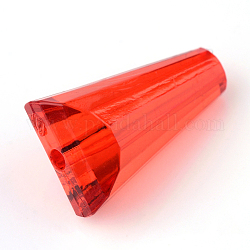 Transparente Acryl Perlen, Kegel, rot, 17x10x9 mm, Bohrung: 2 mm, ca. 675 Stk. / 500 g