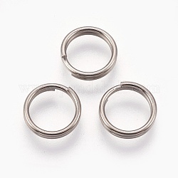 Anelli divisi in lega di titanio, anelli di salto a doppio anello, platino, 10x2mm, diametro interno: 9mm, singolo filo: 1mm