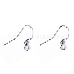 304 Stainless Steel French Earring Hooks, Flat Earring Hooks, with Horizontal Loop, Stainless Steel Color, 17x3mm, Hole: 2mm, 21 Gauge, Pin: 0.7mm