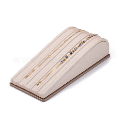 Présentoir en bois trèfle avec bracelet en cuir pu, avec éponge et papier cartonné, rectangle, blanc antique, 21.7x8.7x5.2 cm