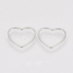304 Stainless Steel Linking Ring, Heart, Stainless Steel Color, 10.5x11.5x1mm