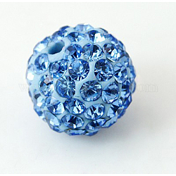 Perles de strass en argile polymère, Perles de boule pavé disco , Grade a, saphir clair, pp9 (1.5mm), 1.6mm, Trou: 6mm