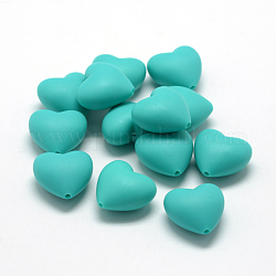 Food Grade Eco-Friendly Silicone Focal Beads, Chewing Beads For Teethers, DIY Nursing Necklaces Making, Heart, Dark Turquoise, 19x20x12mm, Hole: 2mm