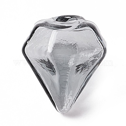 Botellas de vidrio soplado hechas a mano, para la fabricación de colgantes de viales de vidrio, diamante, gris pizarra, 16~17x15~15.5x13.5~14.5mm, agujero: 2.5~5 mm