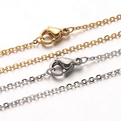 304 Stainless Steel Cable Chain Necklaces, with Lobster Claw Clasps, Mixed Color, 19.7 inch(50cm)