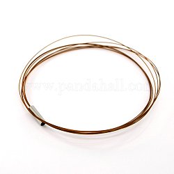 Tiger Tail Wire Bracelets, with Iron Magnetic Clasps, Platinum, Saddle Brown, 70mm