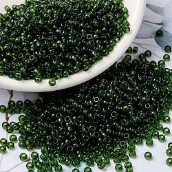 MIYUKI Round Rocailles Beads, Japanese Seed Beads, (RR158) Transparent Olive, 8/0, 3mm, Hole: 1mm, about 2111~2277pcs/50g