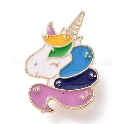 Pin de esmalte de unicornio, insignia de aleación chapada en oro claro para ropa de mochila, colorido, 27x20x1.5mm