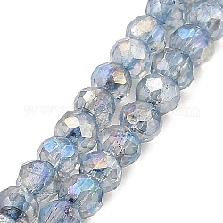 Fili di perle di vetro imitazione giada verniciati a spruzzo, ab colore placcato, sfaccettato, tondo, grigio ardesia, 4x3.5mm, Foro: 1 mm, circa 135pcs/filo, 18.90'' (48 cm)