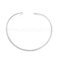 304 Halskette aus strukturiertem Edelstahldraht herstellen, starre Halsketten, minimalistisches Halsband, Manschettenkragen, Edelstahl Farbe, 3.5 mm, Innendurchmesser: 5-3/8 Zoll (137.5 mm)