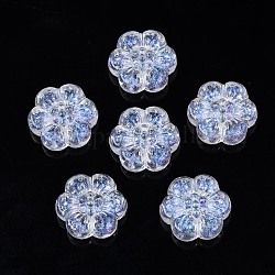Perline acrilico trasparente, polvere di scintillio, fiore, chiaro, 13x12x4mm, Foro: 1.2 mm