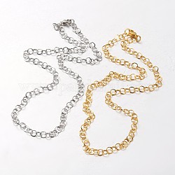 Boy's 304 Stainless Steel Rolo Chain Necklace, with Lobster Claw Clasps, Mixed Color, 17.71 inch(45cm)