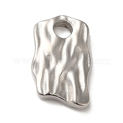 304 Stainless Steel Pendants, Wave Rectangle Charms, Stainless Steel Color, 18x11x3mm, Hole: 3mm