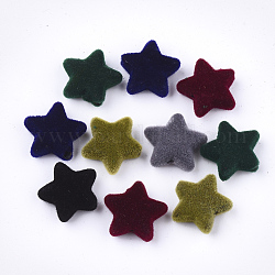 Abalorios de acrílico flocky, estrella, color mezclado, 13x14x4.5~5mm, agujero: 1.5 mm