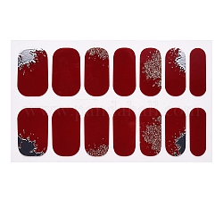 Autocollants de vernis à ongles enveloppants complets, auto-adhésif, autocollant, pour la conception de décalcomanies pour les ongles décorations de conseils de manucure, rouge, 14pcs / feuille