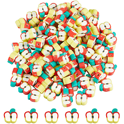 Sunnyclue 200pcs perles d'argile polymère faites à la main, tranche de pomme, or, 9.5~11x9~10x4.5~4.7mm, Trou: 1.6mm